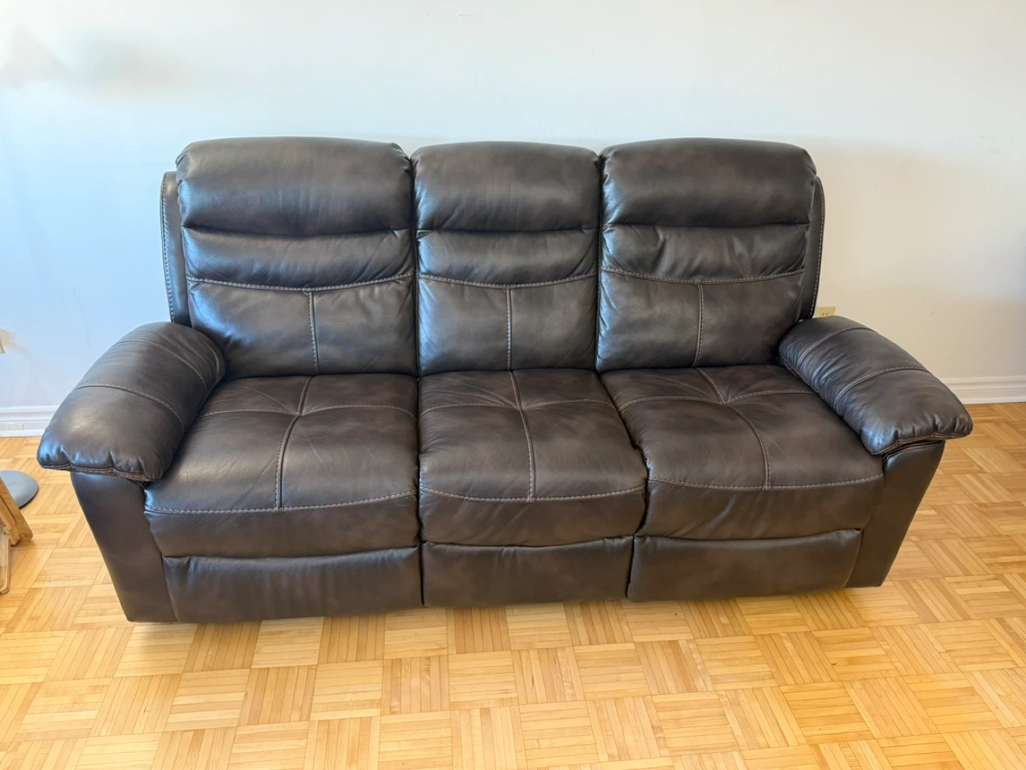 Brown Faux Leather Reclining Sofa - photo 4