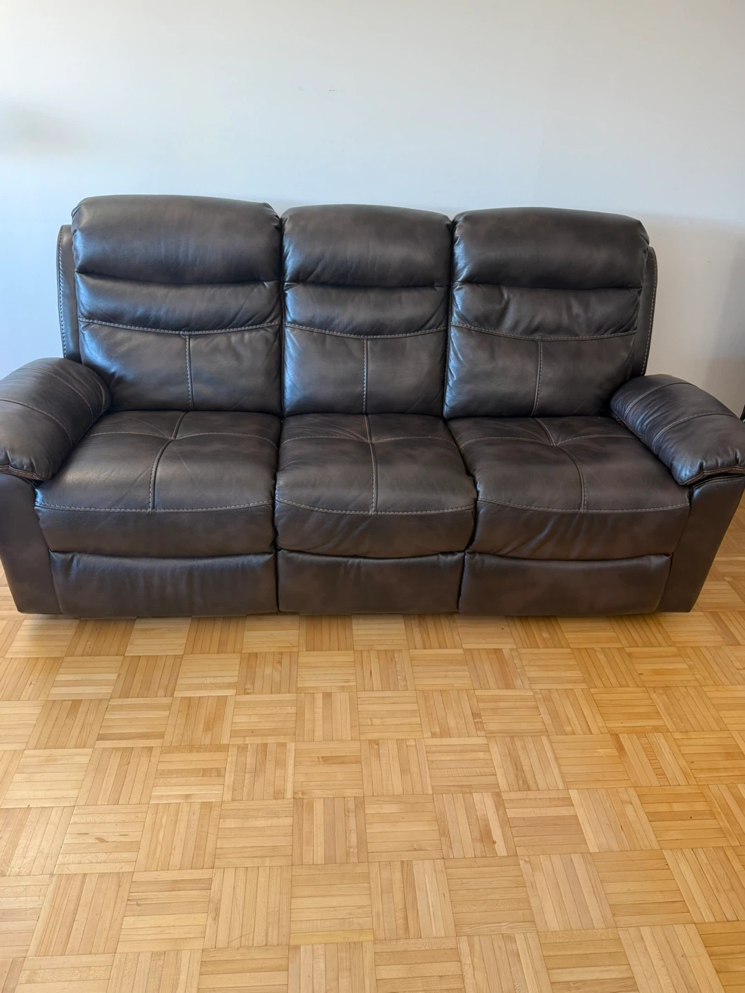 Brown Faux Leather Reclining Sofa - photo 5