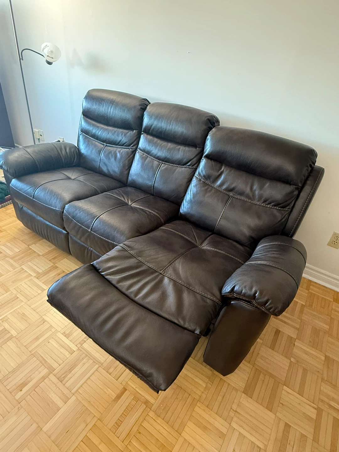 Brown Faux Leather Reclining Sofa - photo 3