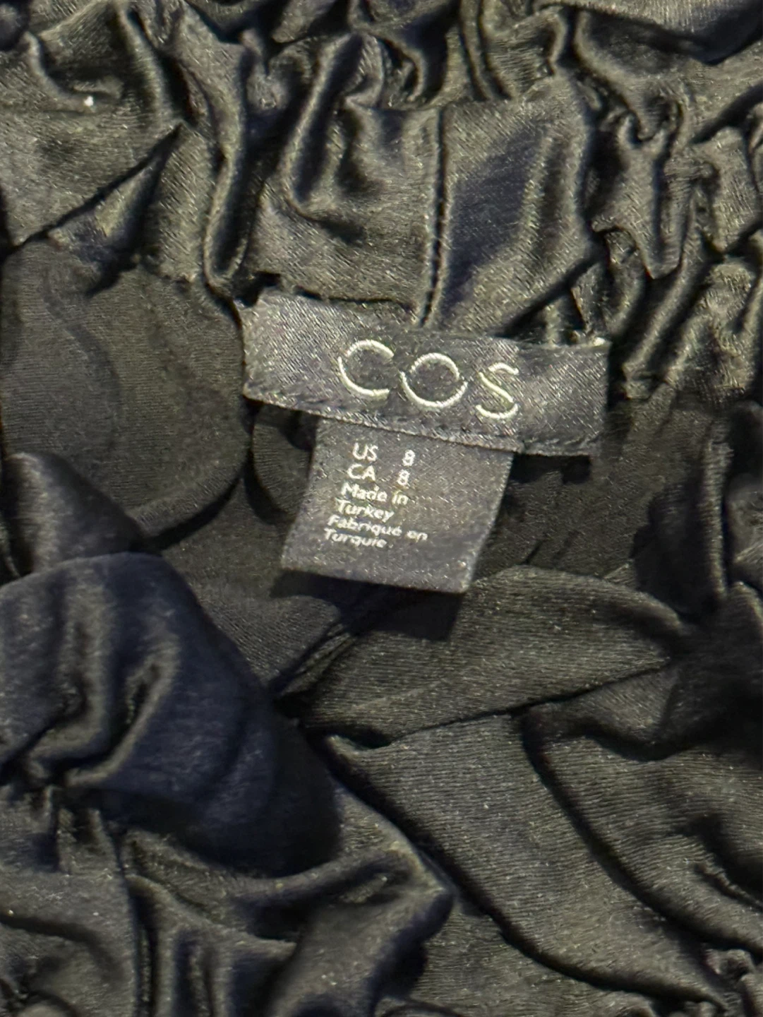 COS Black Gathered Neck Blouse - Size CA 8 - photo 3