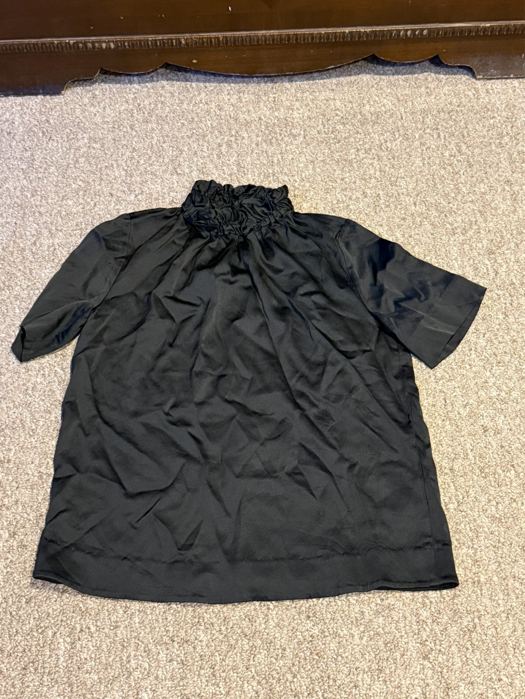 COS Black Gathered Neck Blouse - Size CA 8