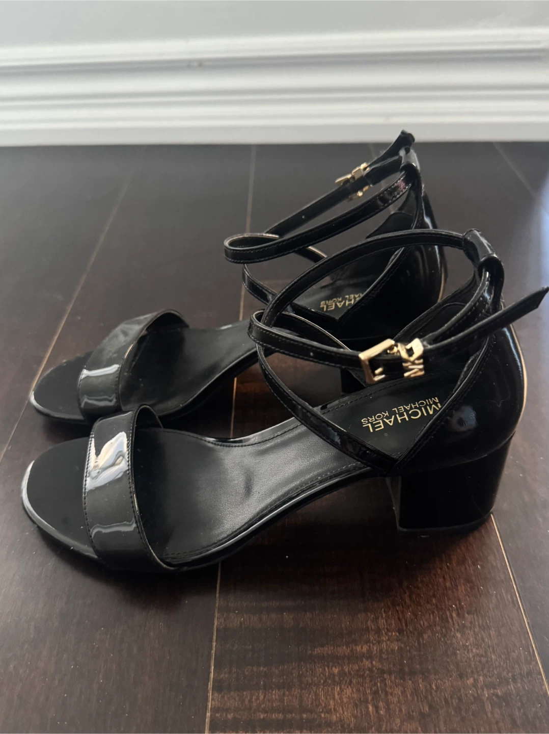 Michael Kors Black Patent Ankle Strap Heels
