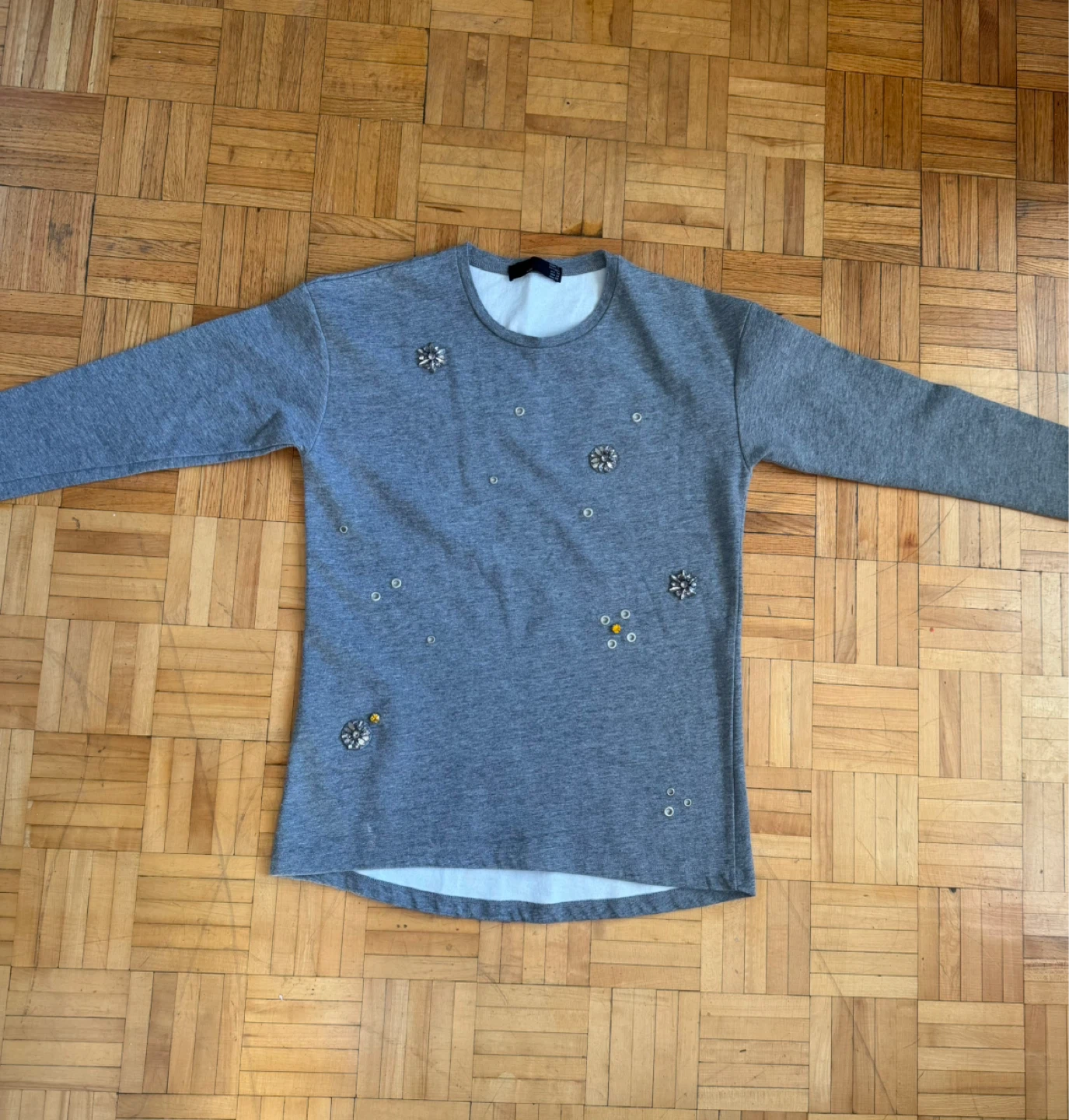 ⚽️Grey Zara Long Sleeve Top with Embellishments