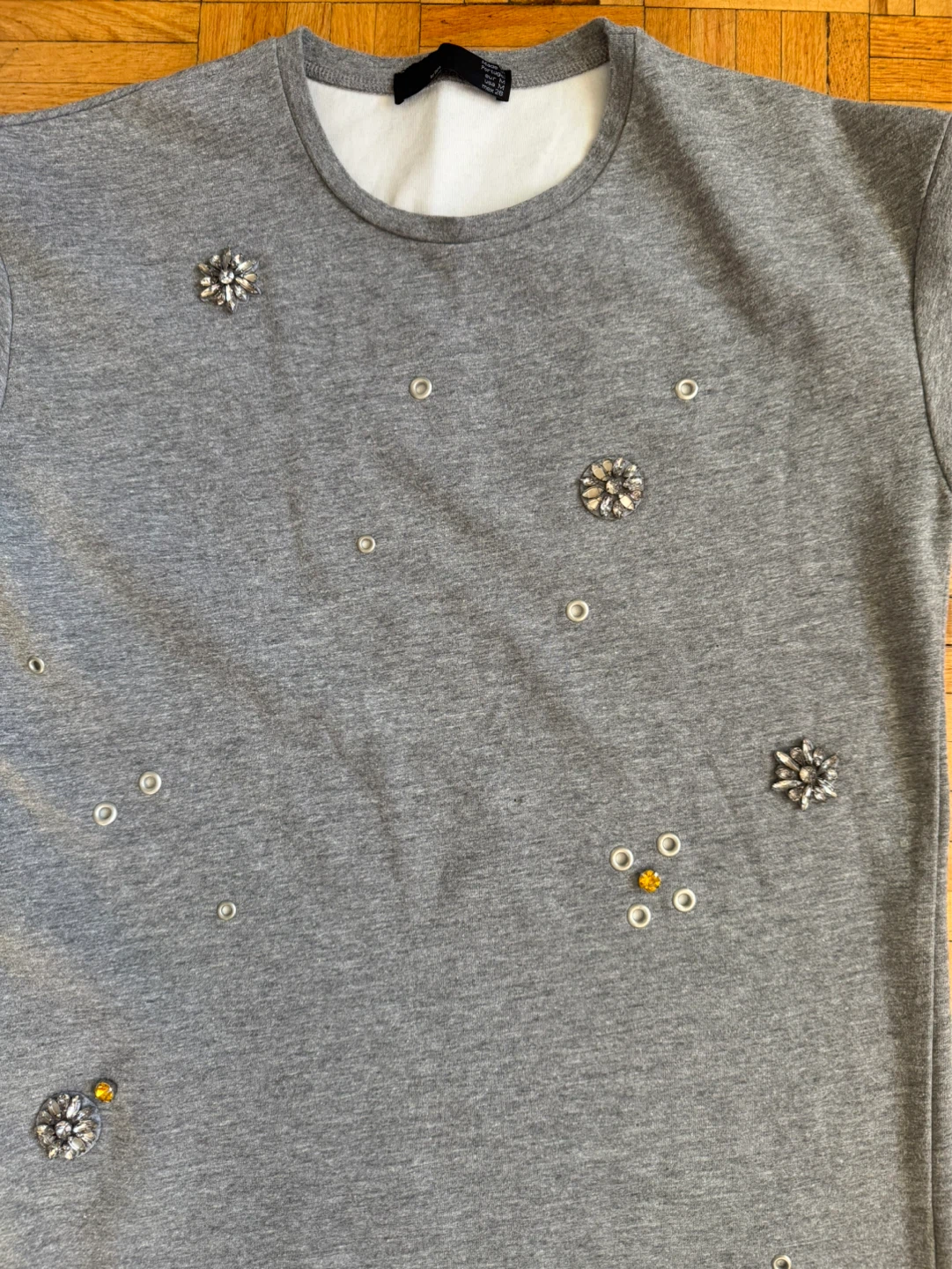 ⚽️Grey Zara Long Sleeve Top with Embellishments - photo 2
