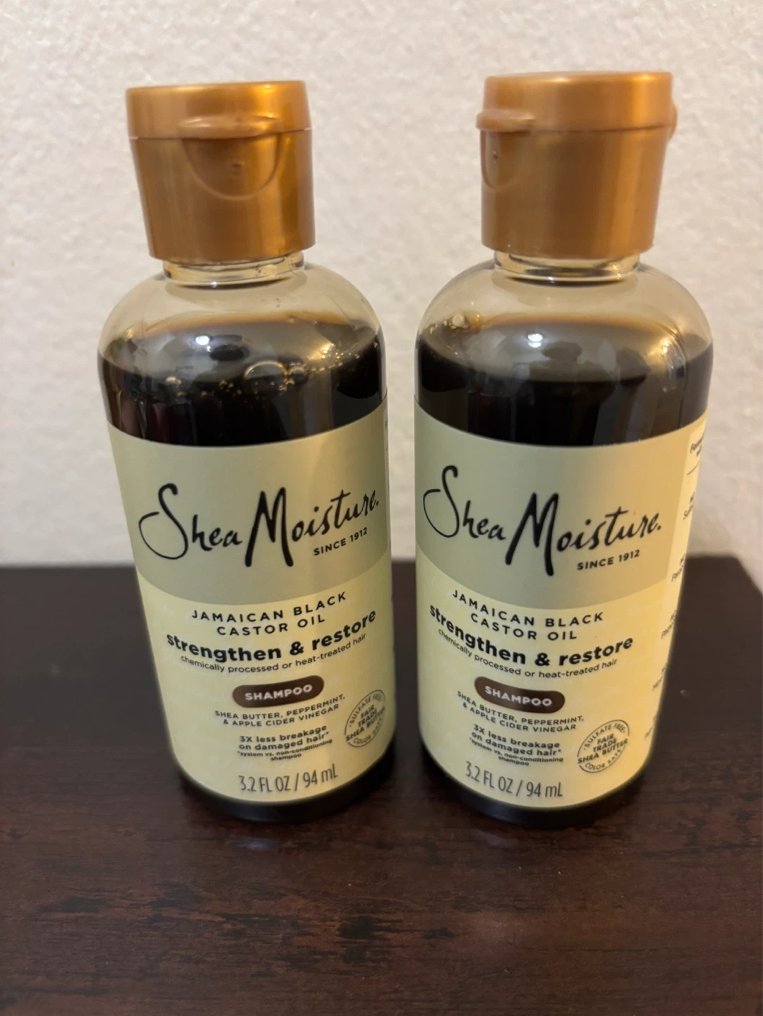 NEW-2 pcs Shea Moisture Jamaican Black Castor Oil Shampoo