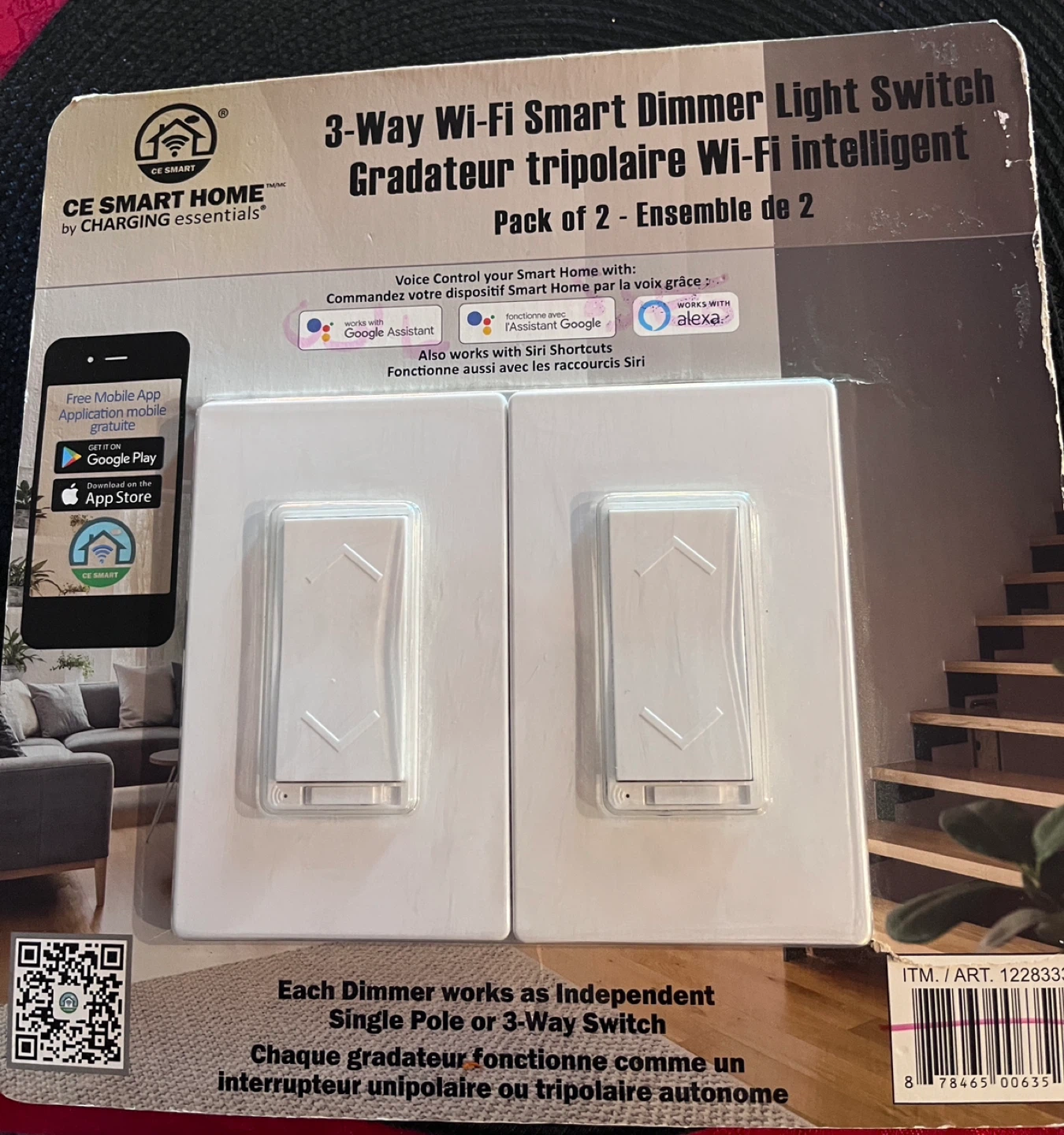 ⚽️ CE Smart Home 3-Way Wi-Fi Smart Dimmer Light Switch Pack of 2