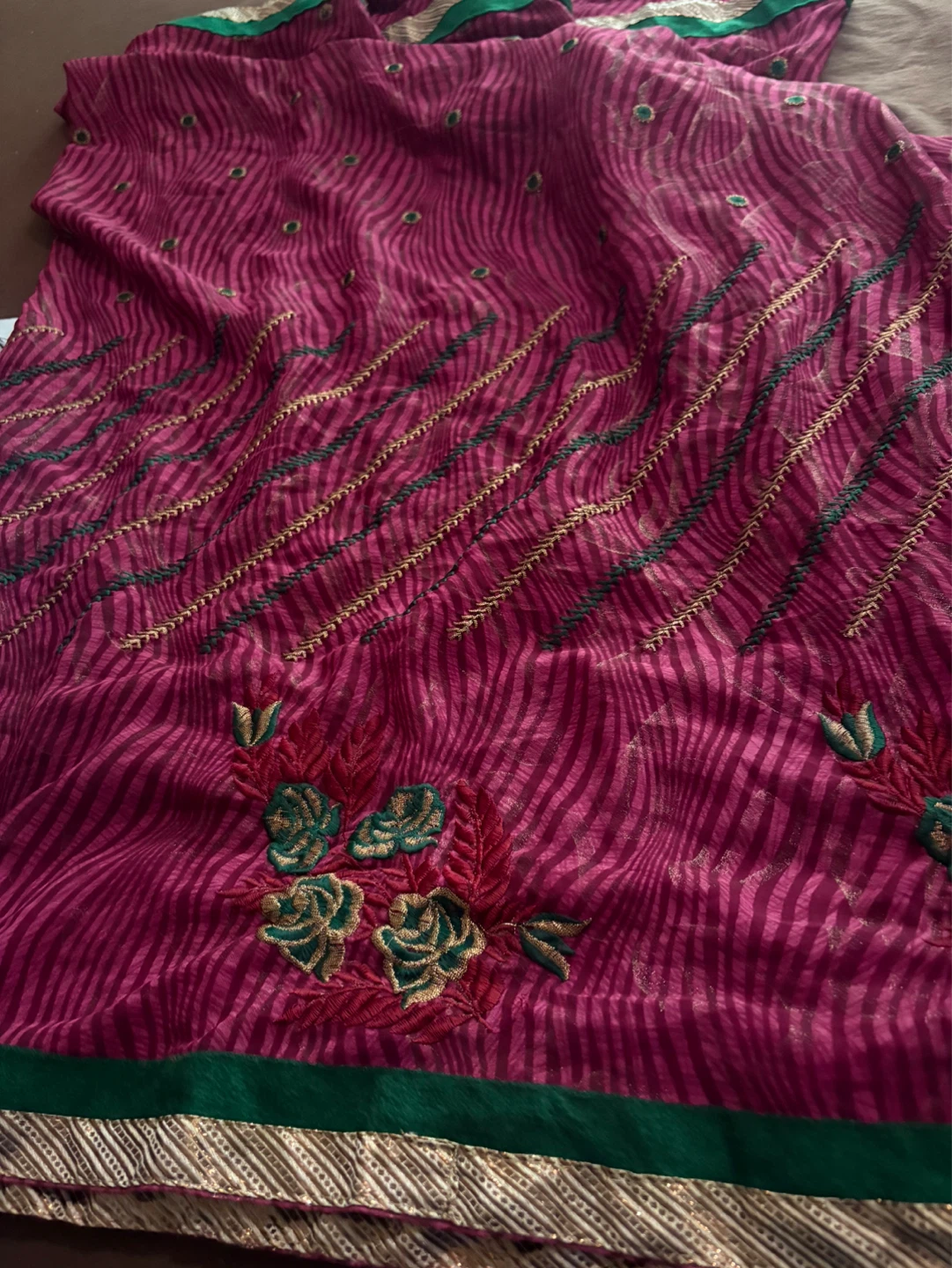 Pink Embroidered Sari