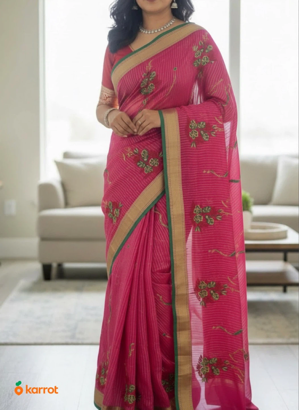 Pink Embroidered Sari - photo 4