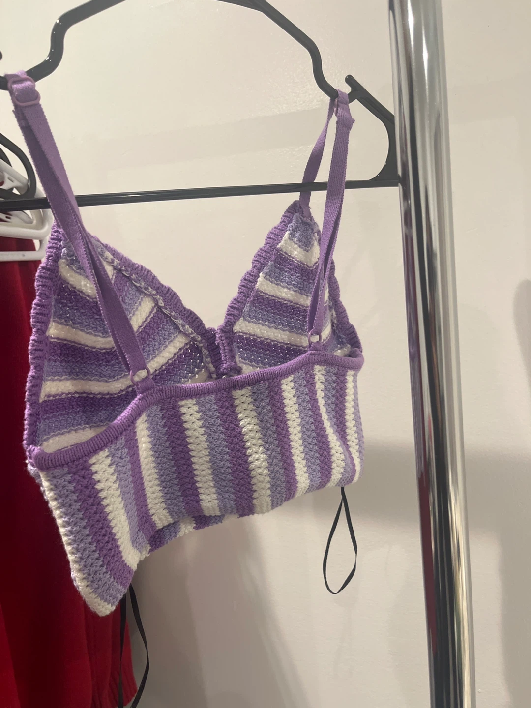 Crochet Bralette Top - Purple & White Stripes - photo 2
