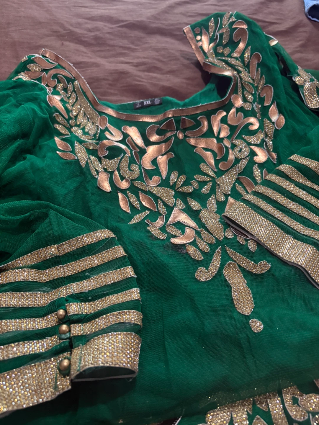 Green Embellished Kameez Top XXL