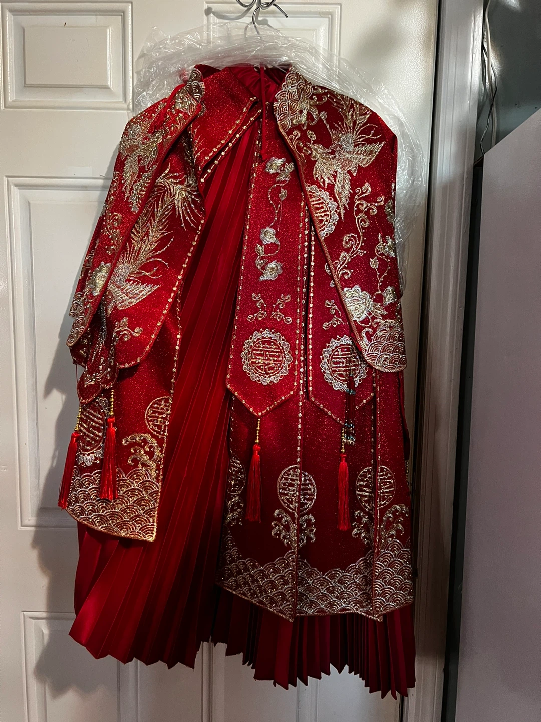 Red Embroidered Chinese Wedding Jacket