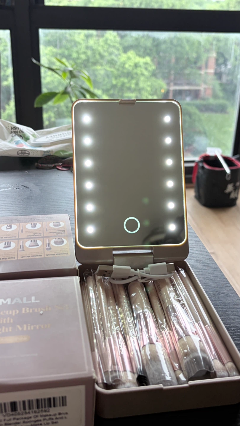 BS-MALL Travel Makeup Brush Set with LED Light Mirror - photo 2