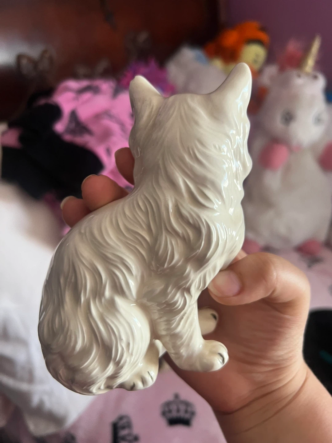 White Ceramic Cat Figurine ⚽ - photo 2