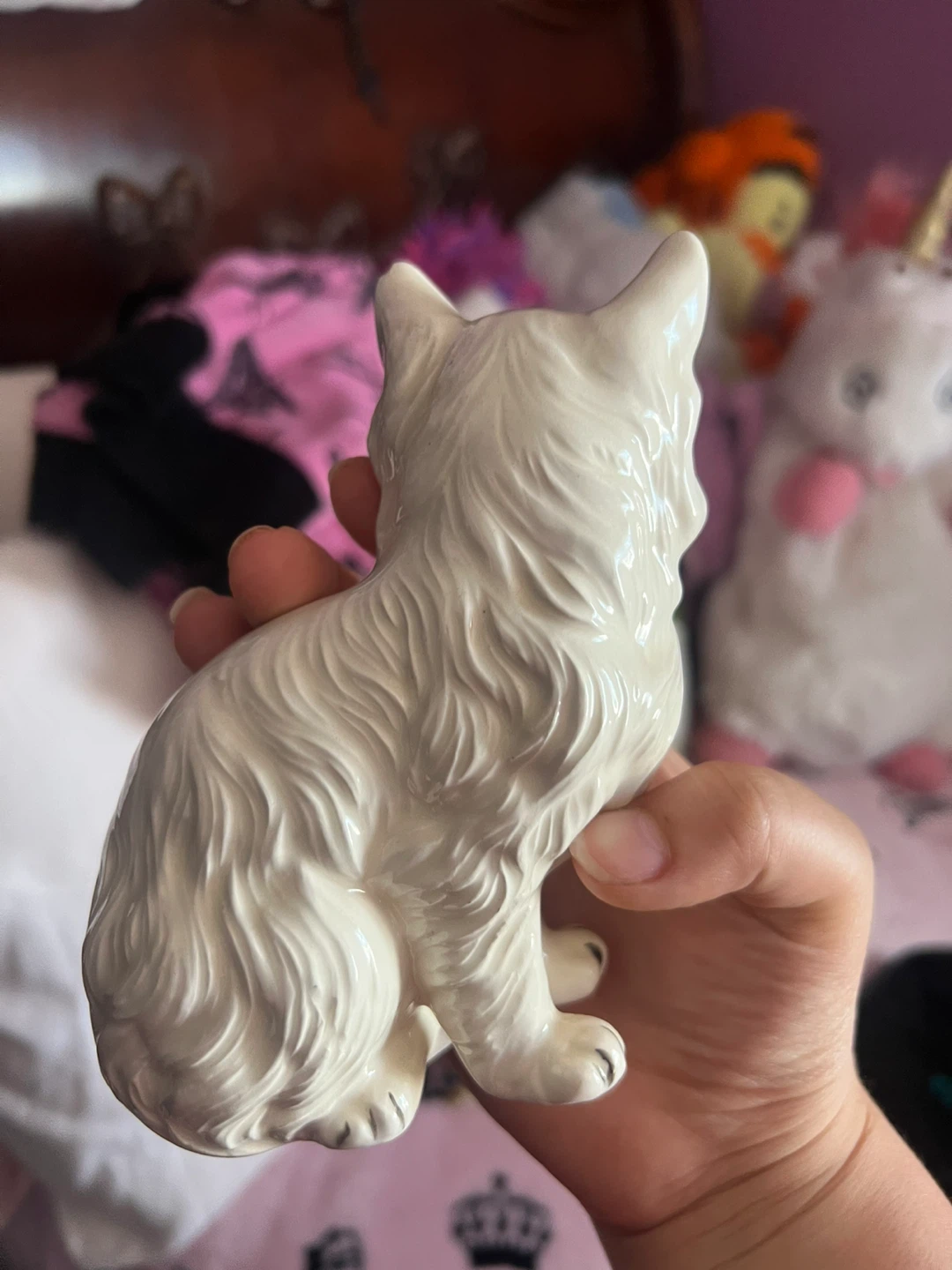 White Ceramic Cat Figurine ⚽ - photo 3