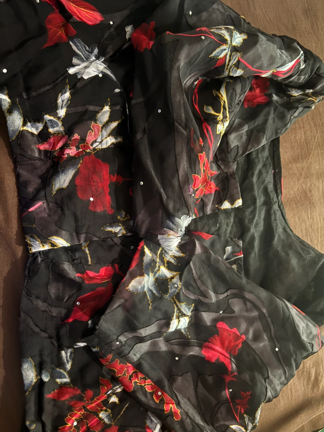 100% Pure Silk Saree with Floral Print - photo 3