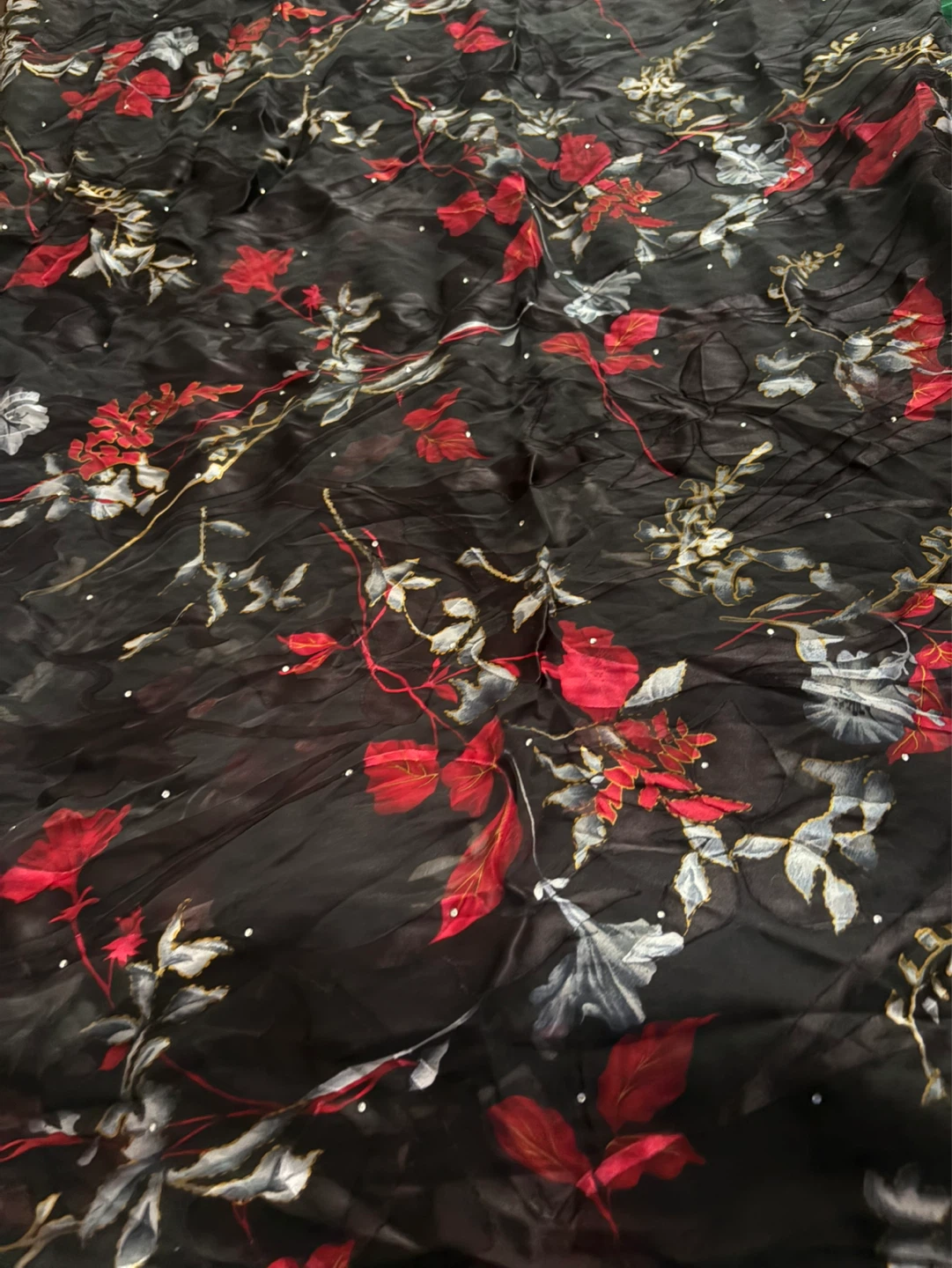 100% Pure Silk Saree with Floral Print - photo 4