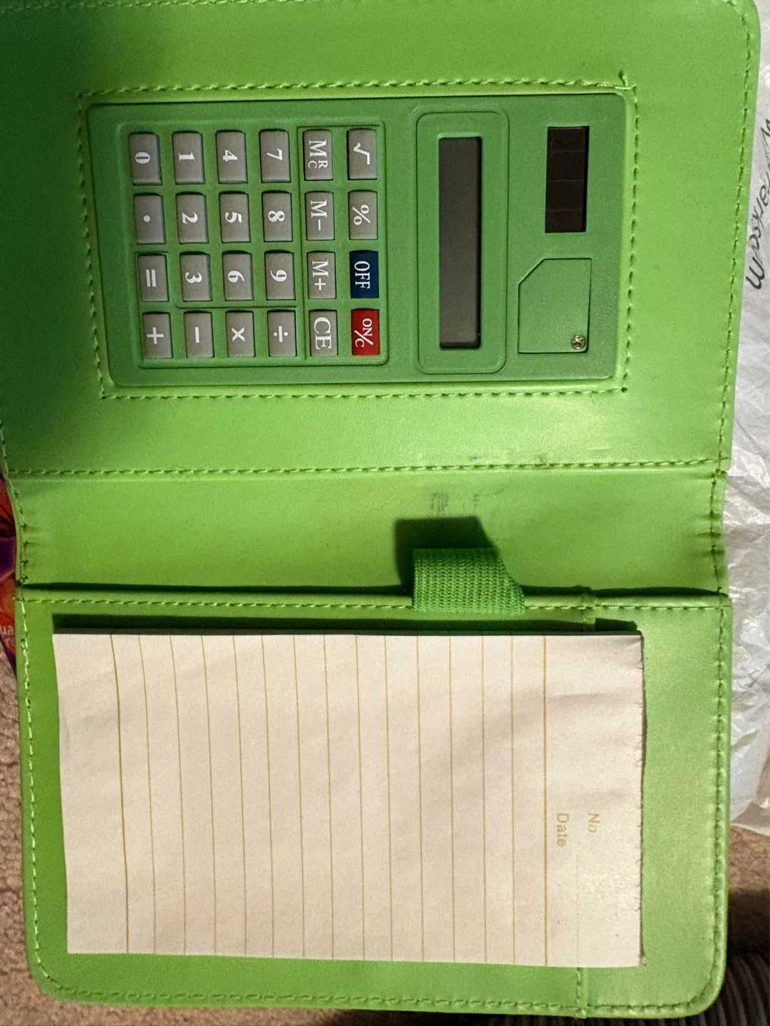 Green Calculator with Notepad