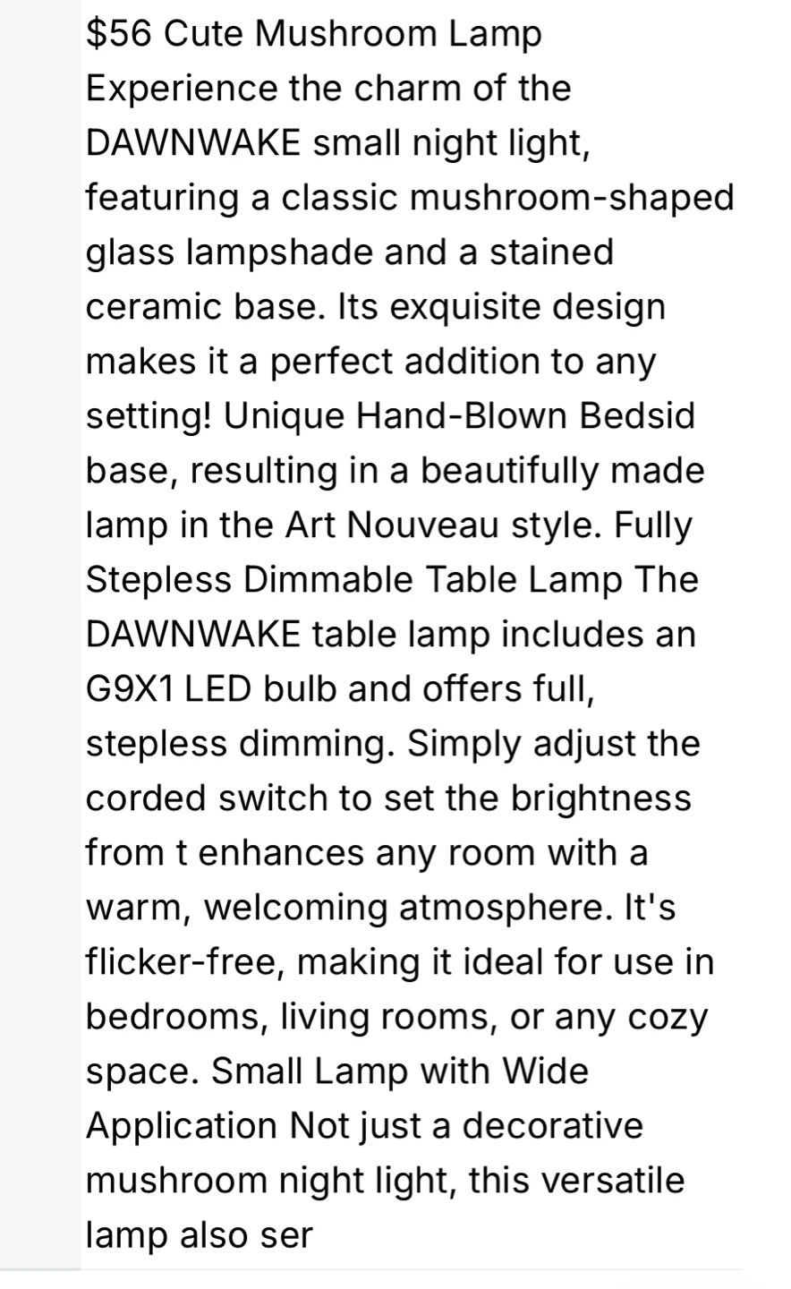 Dawnwake Mushroom Glass Lampshade Table Lamp - Yellow - photo 3