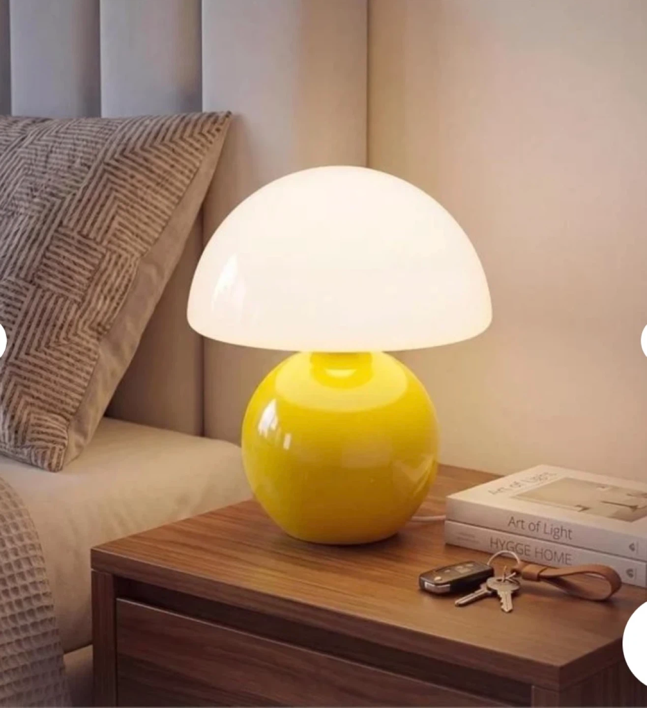 Dawnwake Mushroom Glass Lampshade Table Lamp - Yellow - photo 2