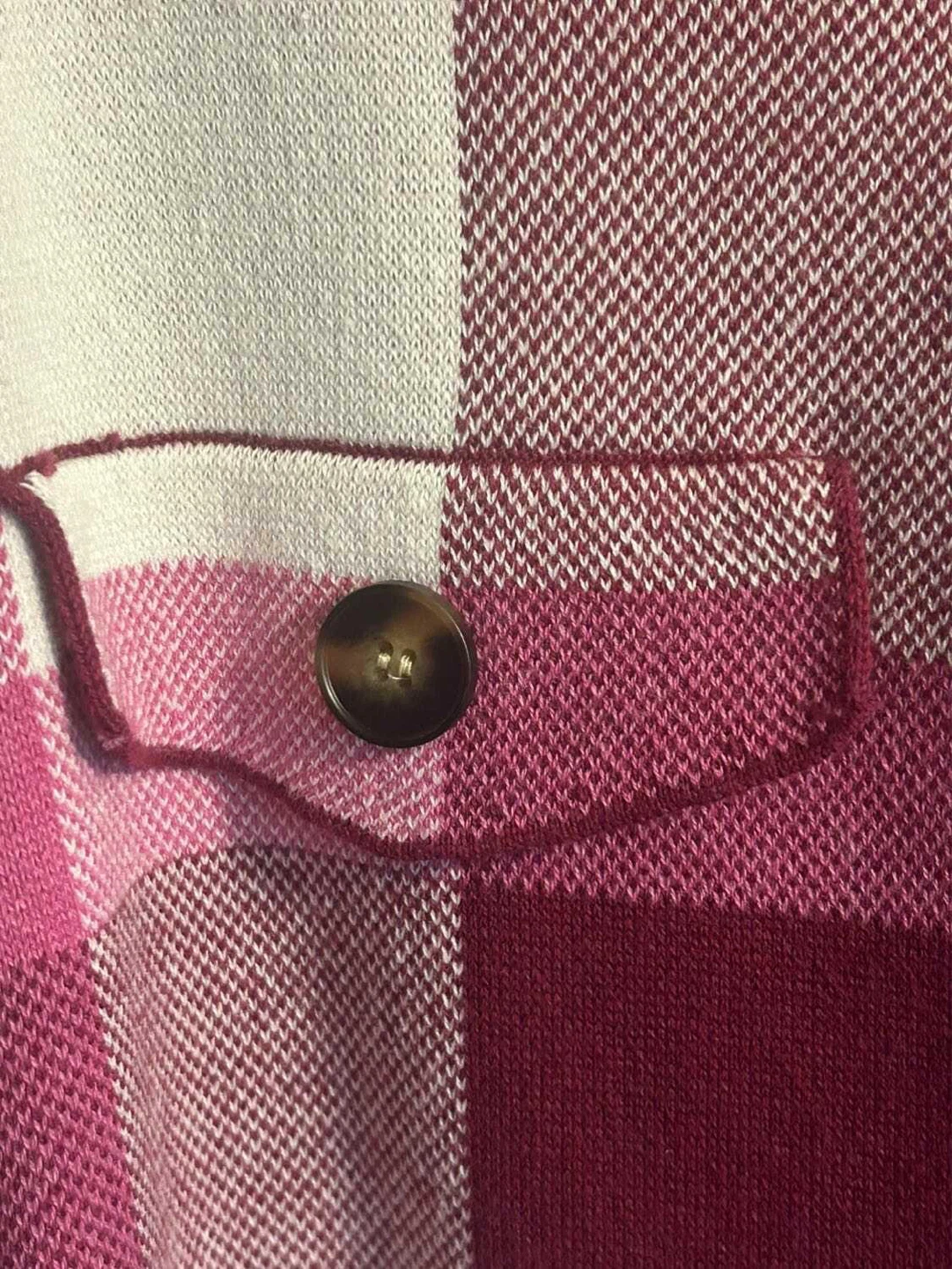 MARBLE Plaid Knit Button-Up Shirt Jacket - photo 5