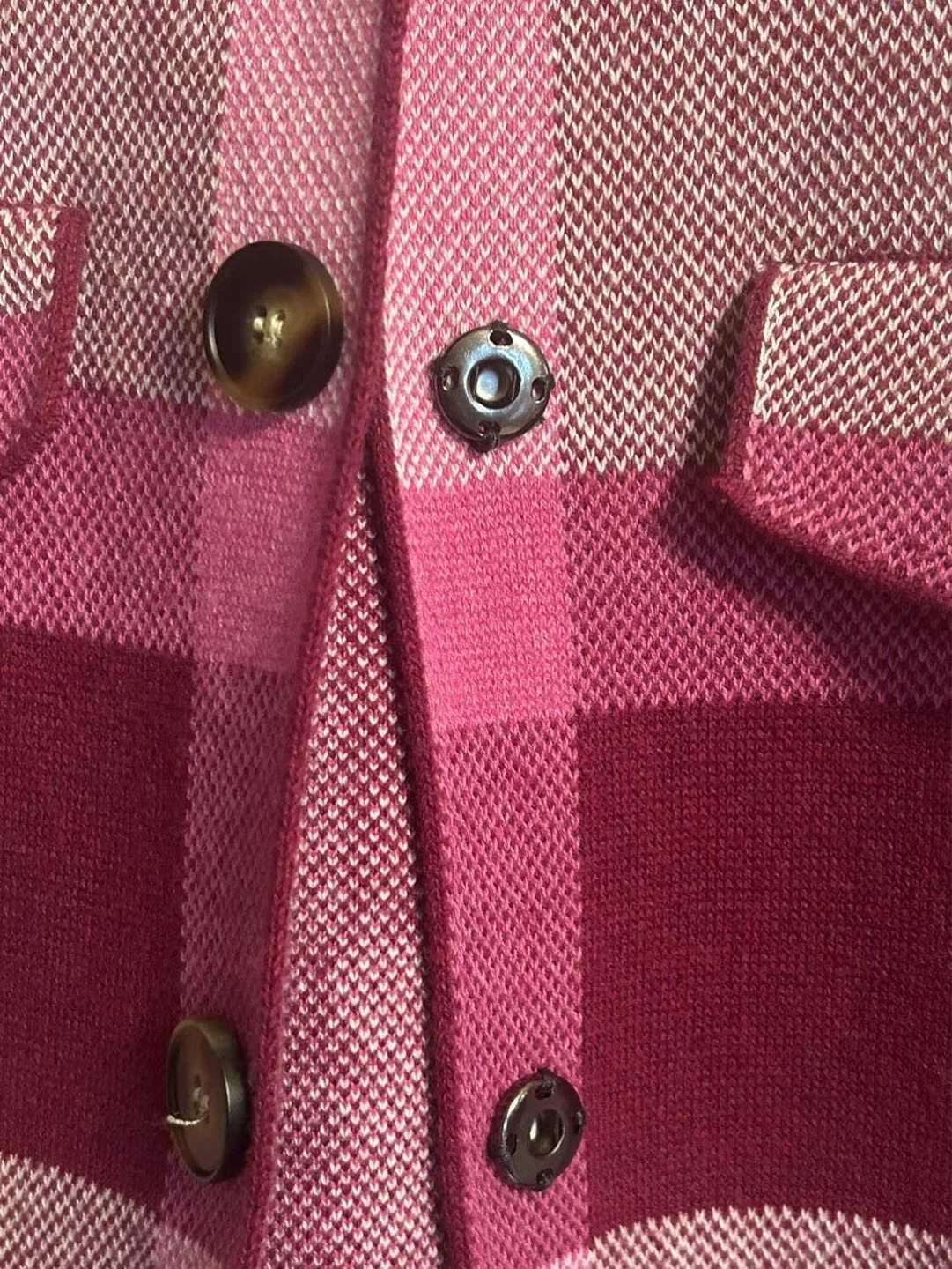 MARBLE Plaid Knit Button-Up Shirt Jacket - photo 4