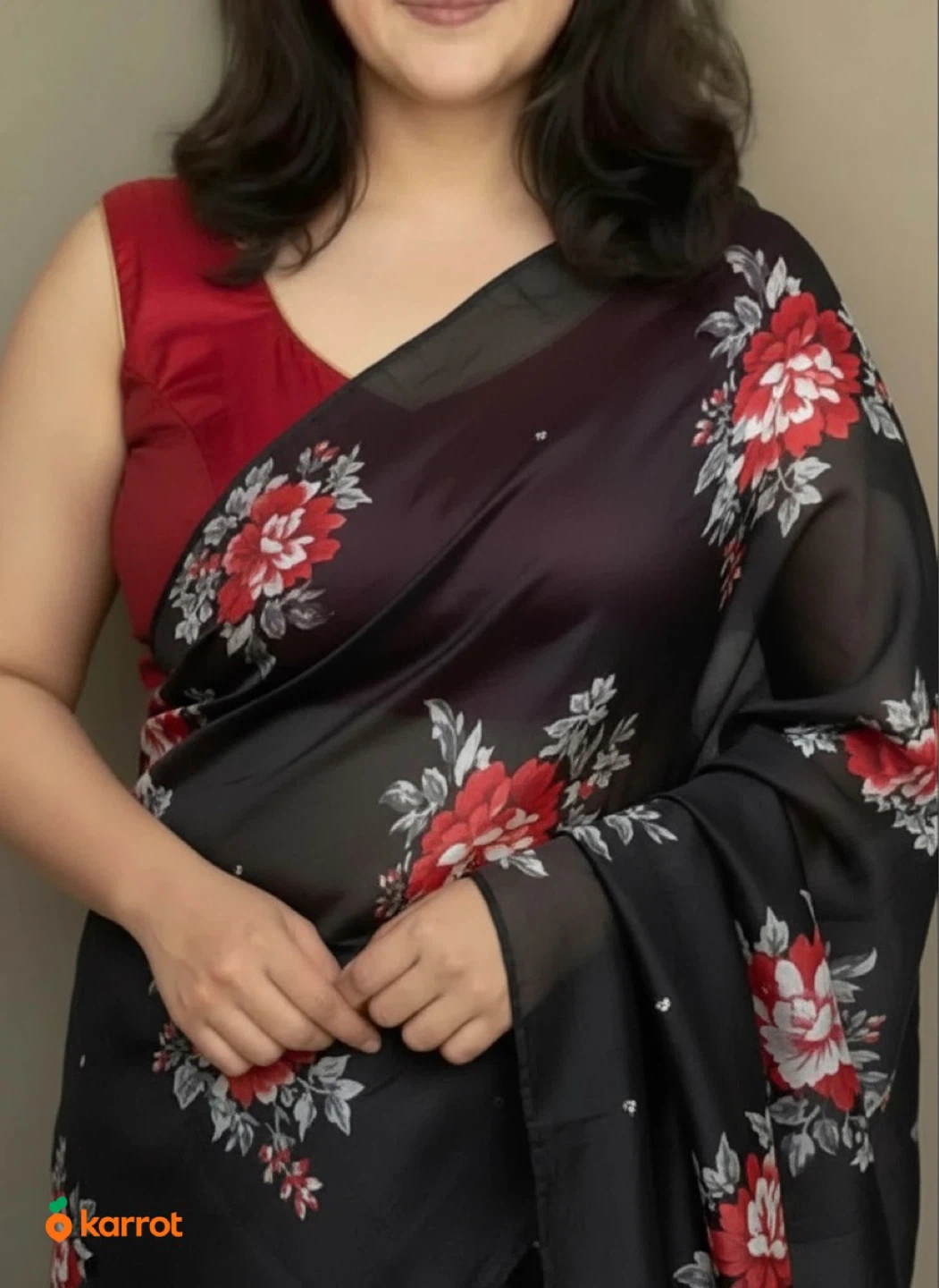 100% Pure Silk Saree with Floral Print - photo 5