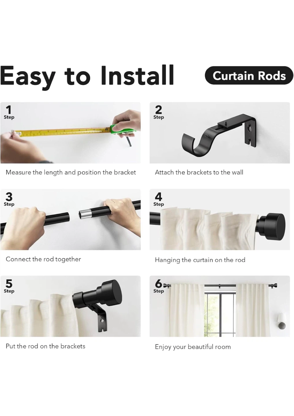 100%NEW IFELS HeavyDutySturdyCurtain Rods Orig$65 NOW$30 - photo 4