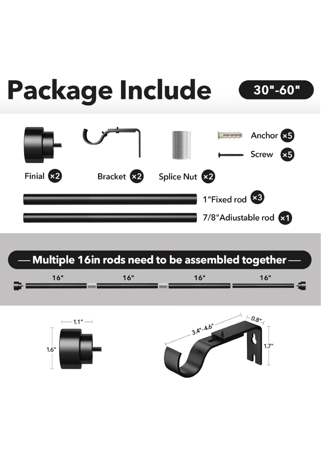 100%NEW IFELS HeavyDutySturdyCurtain Rods Orig$65 NOW$30 - photo 3