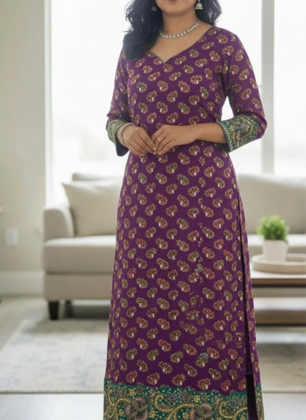 Purple Embroidered Kurti Top - photo 4