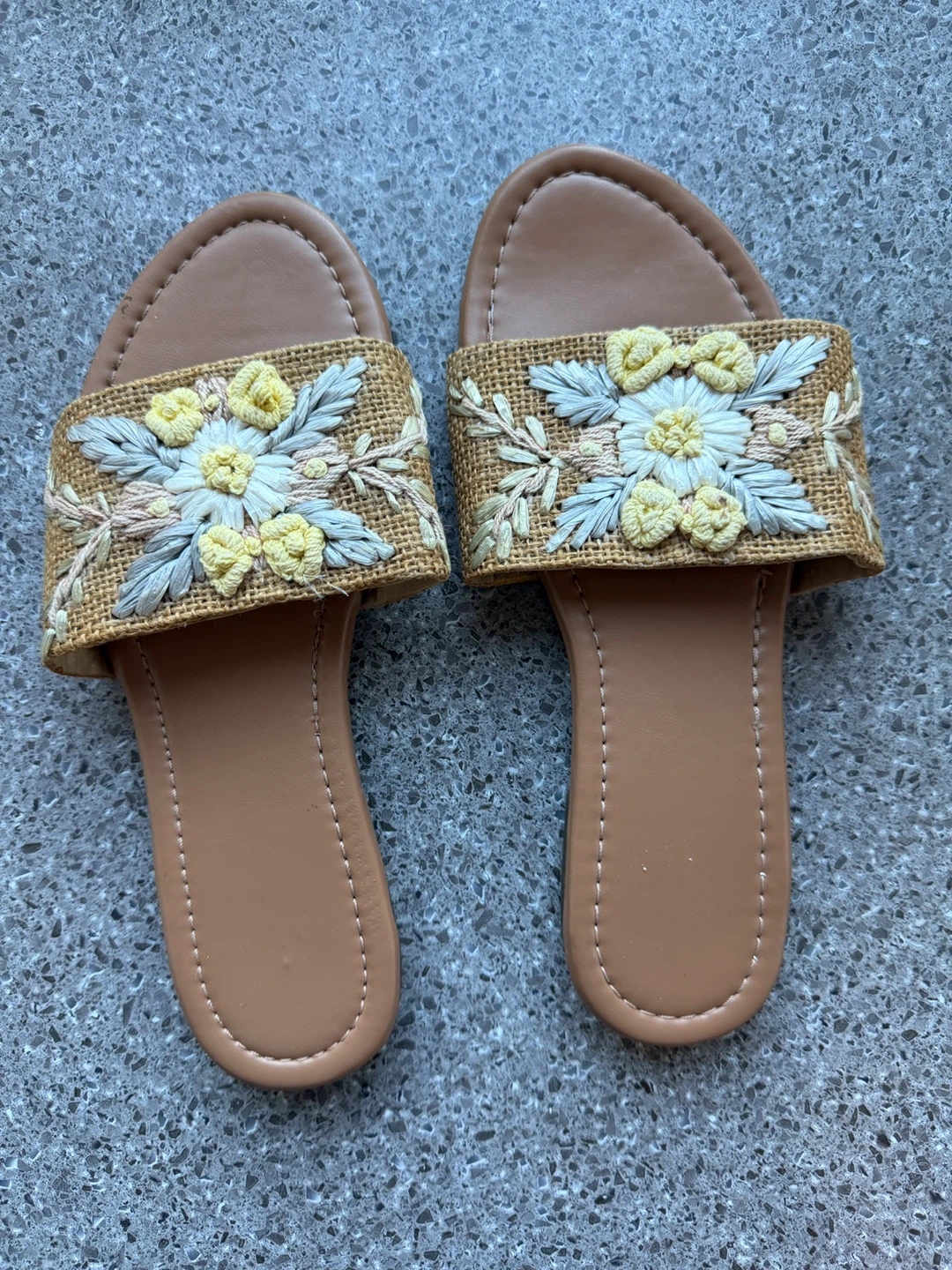 Embroidered Straw Slide Sandals - photo 2