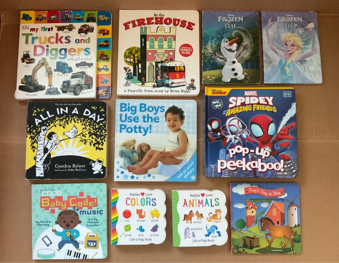 Lot of 11 Children's Board Books - Spidey, etc.