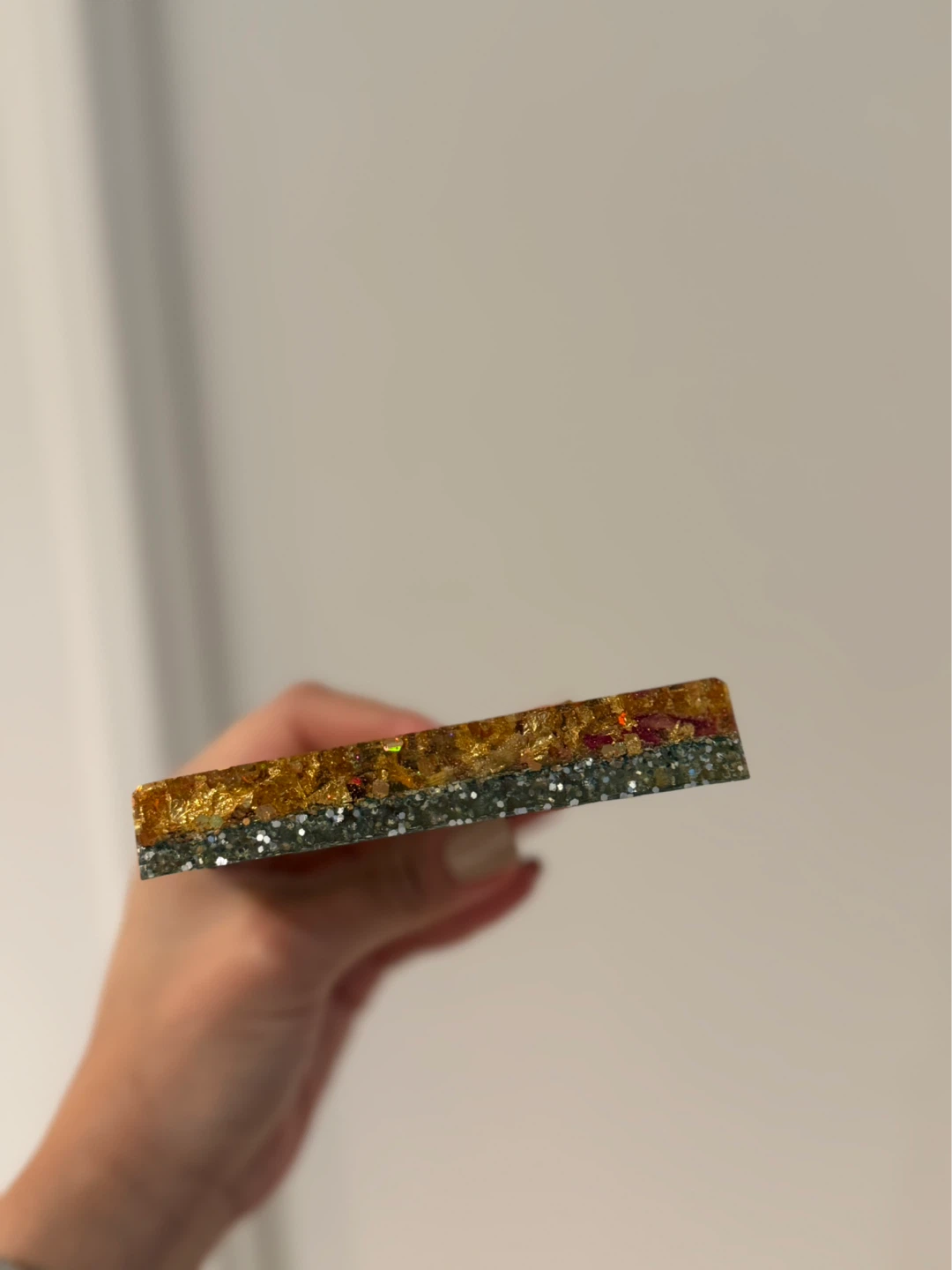 Resin Coaster with Dried Flowers and Gold Flakes - photo 3