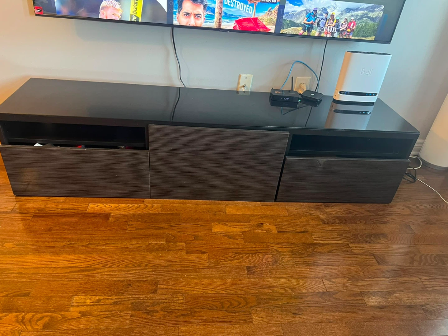 Black Entertainment Unit with Storage - photo 2
