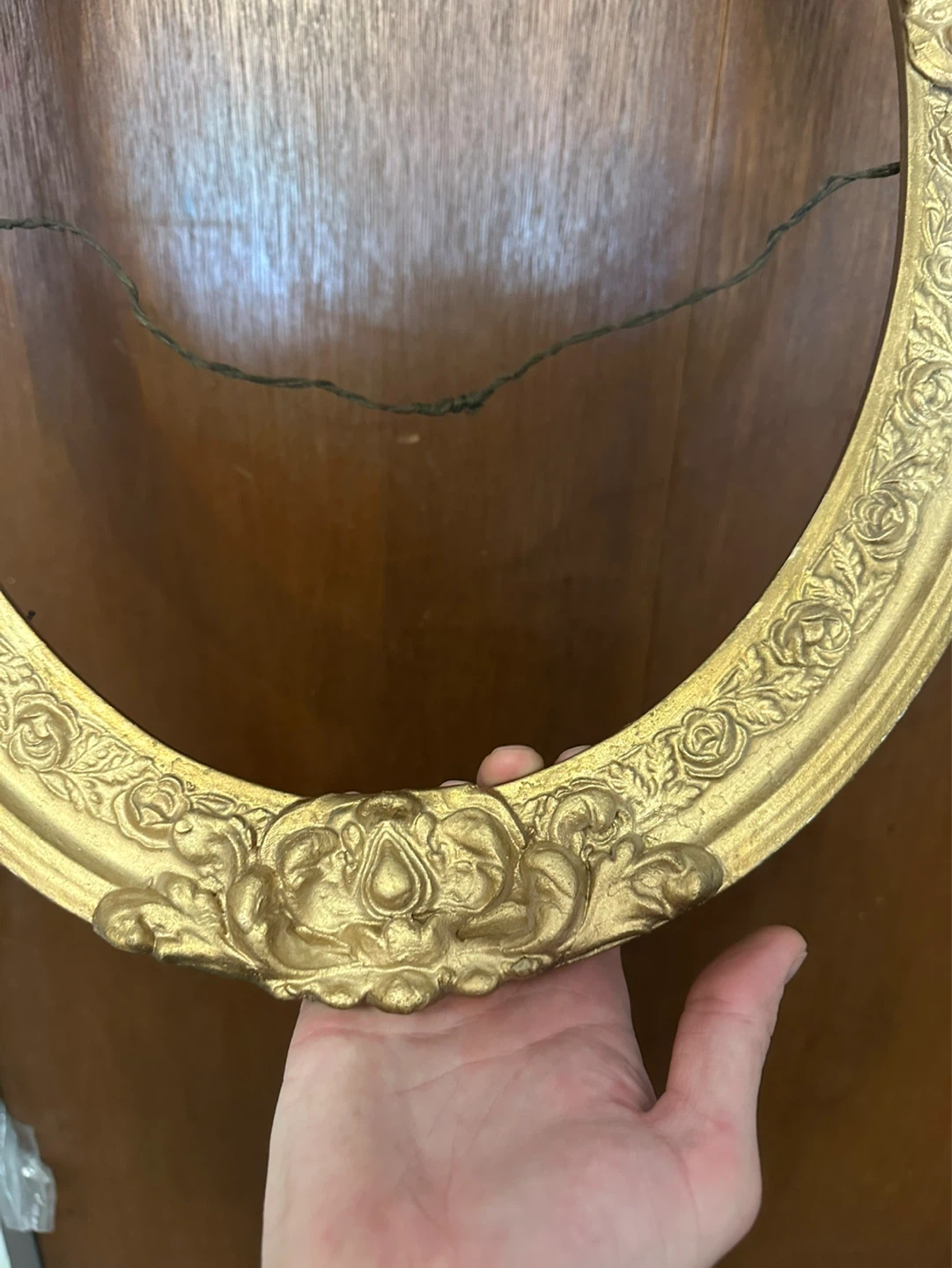 Antique Gold Gesso Wood Oval Frame 23"x17" - photo 2
