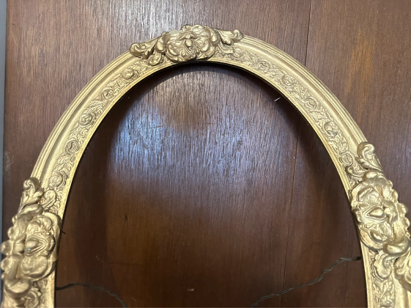 Antique Gold Gesso Wood Oval Frame 23"x17" - photo 4