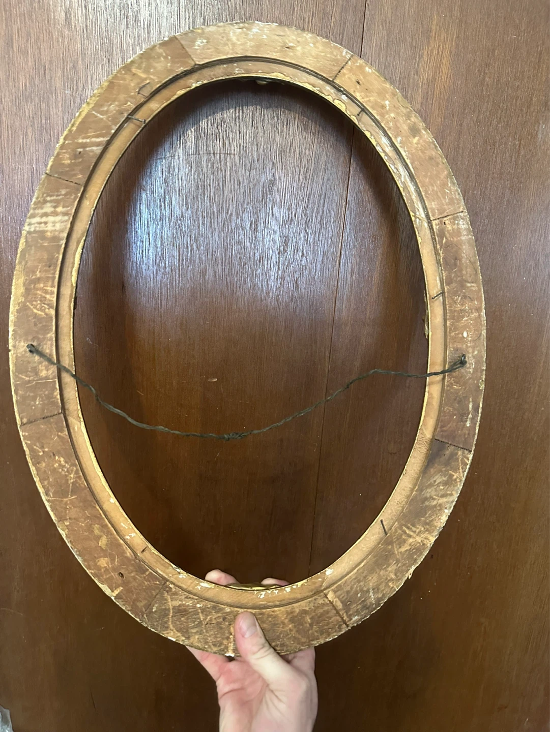 Antique Gold Gesso Wood Oval Frame 23"x17" - photo 5