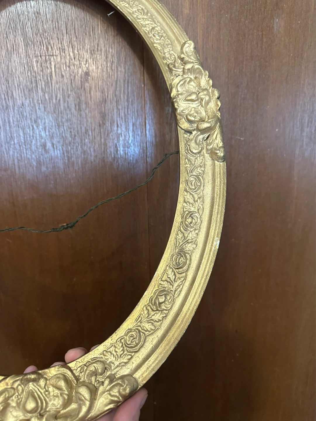 Antique Gold Gesso Wood Oval Frame 23"x17" - photo 3
