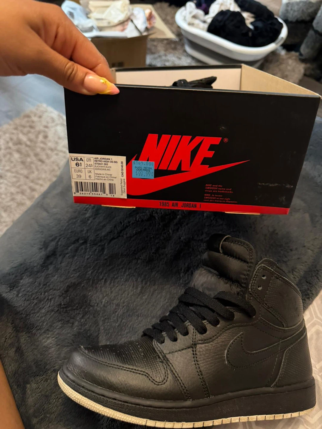 ⚽ Nike Air Jordan 1 High Black Sneakers - photo 2