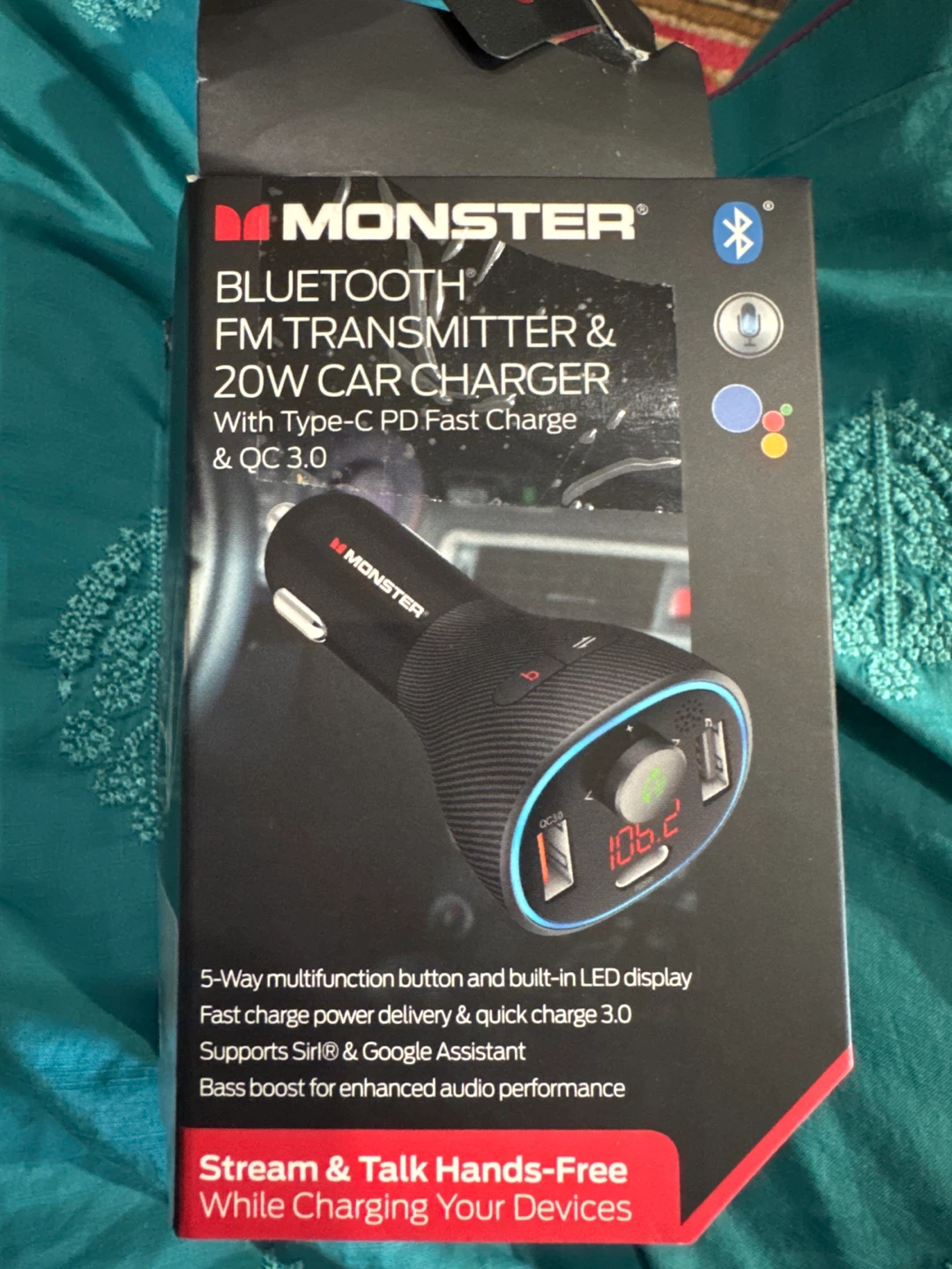 ⚽ Monster Bluetooth FM Transmitter & 20W Car Charger