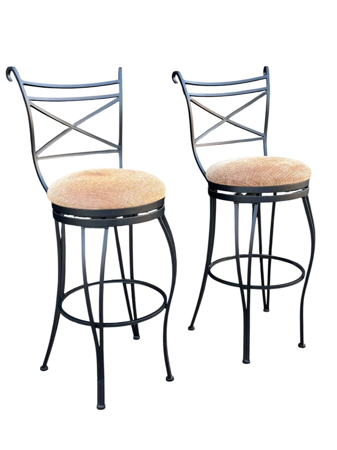 Pair of Swivel Bar Stools with Cushioned Seats - photo 5