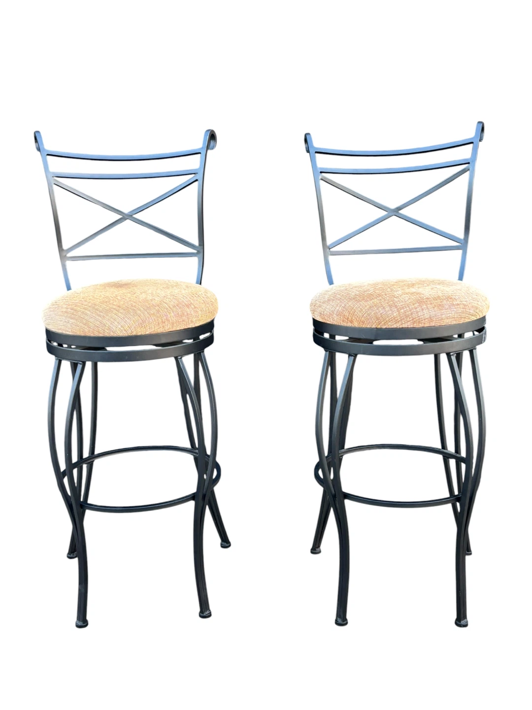 Pair of Swivel Bar Stools with Cushioned Seats - photo 2