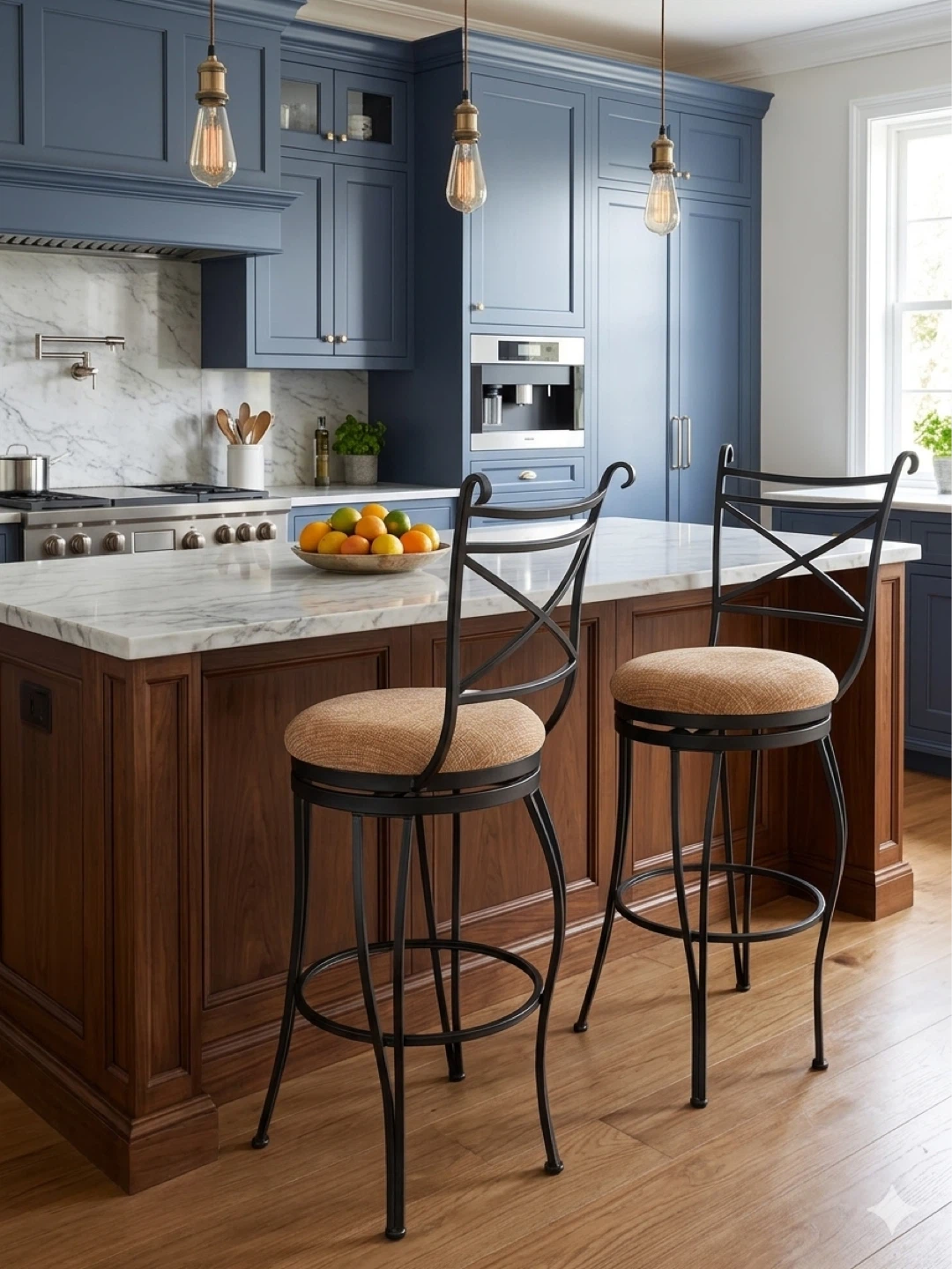 Pair of Swivel Bar Stools with Cushioned Seats