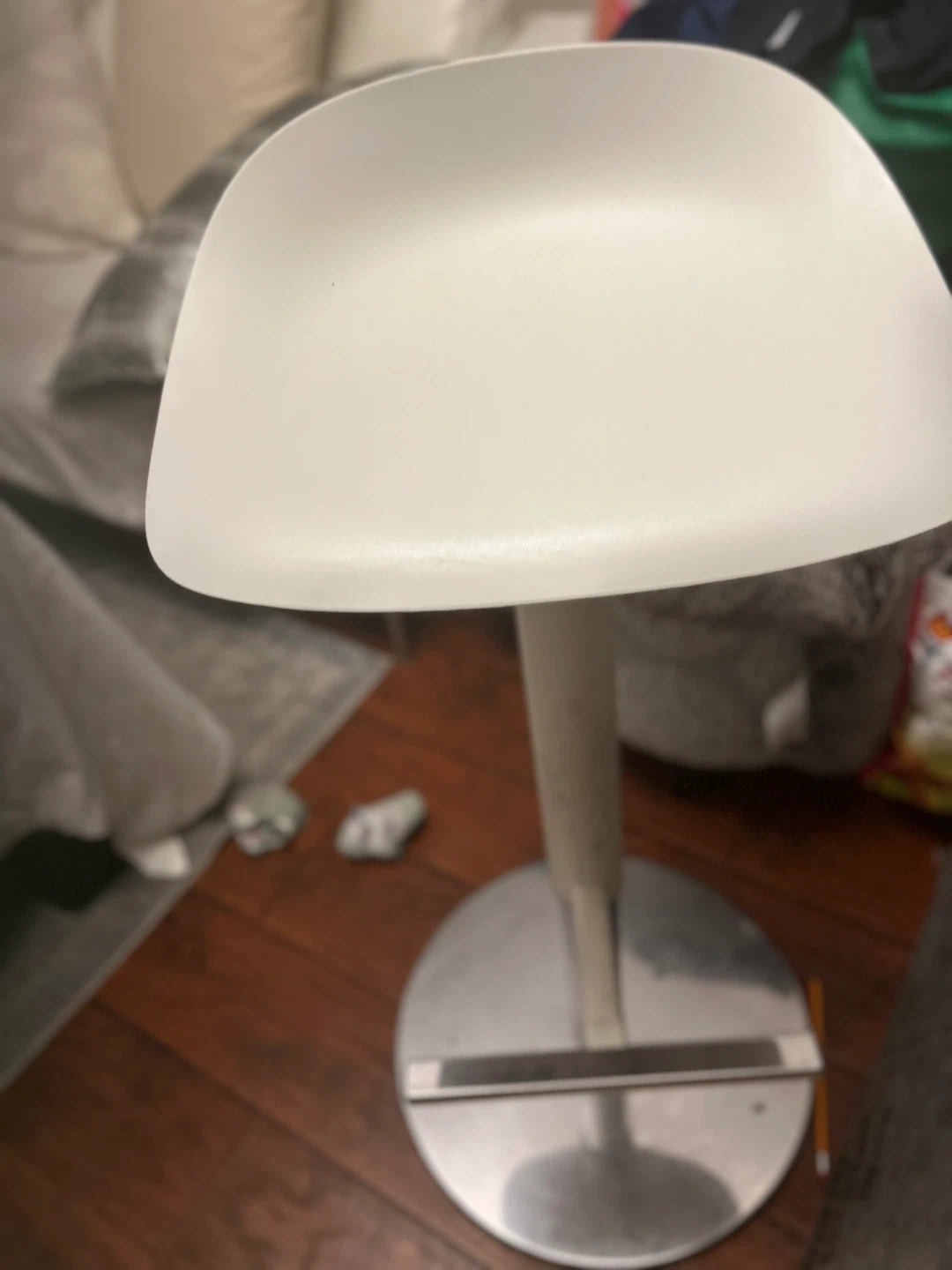 White Adjustable Bar Stool