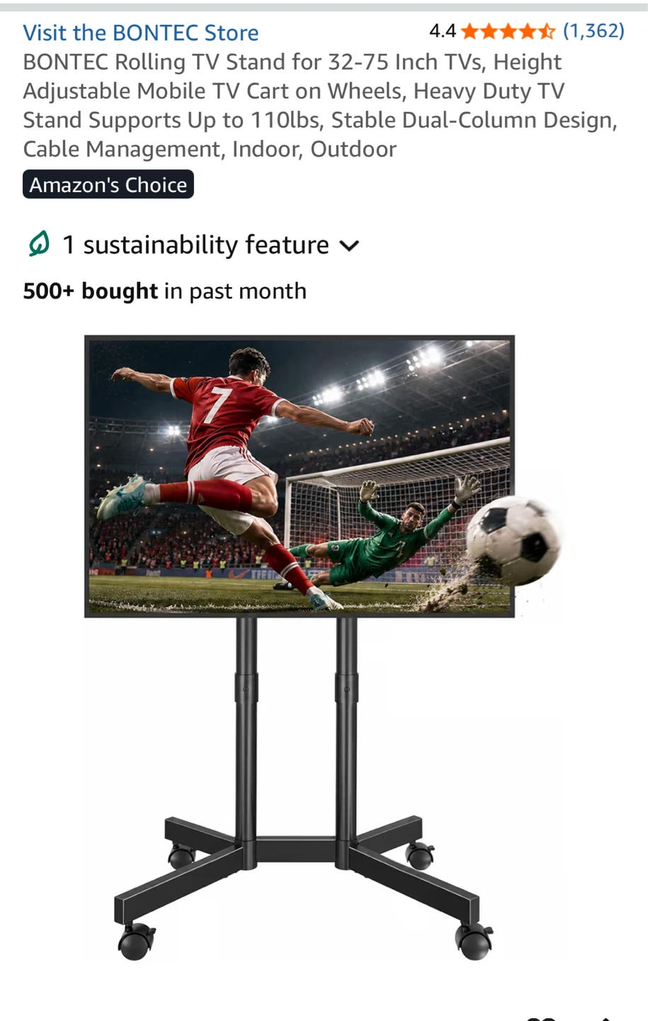 BONTEC Rolling TV Stand for 32-75 Inch TVs