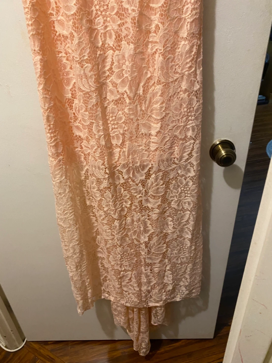 Peach Lace Off-the-Shoulder Maxi Dress - photo 4