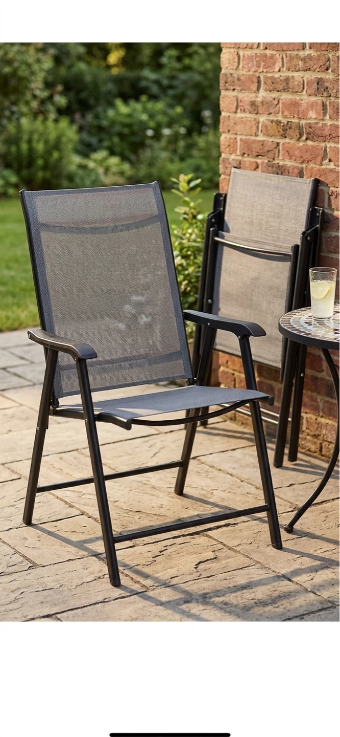 Gray Mesh Folding Chairs (Set of 3)