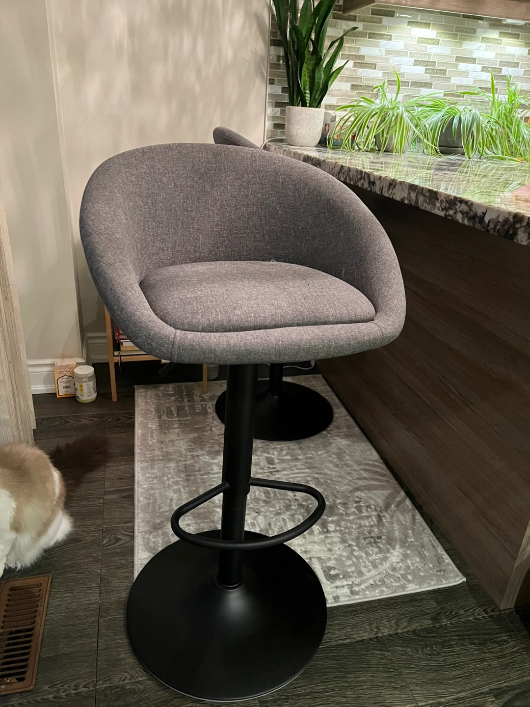 Grey Swivel Bar Stool