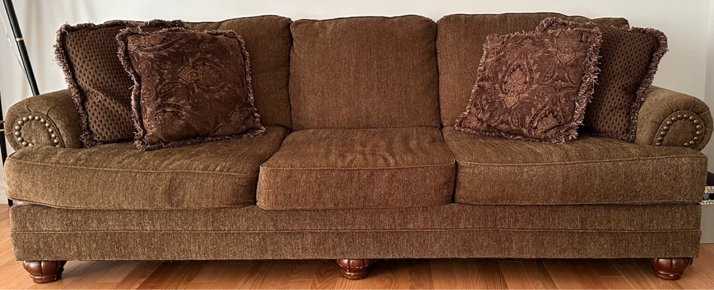 Brown Sofa Set with Ottoman