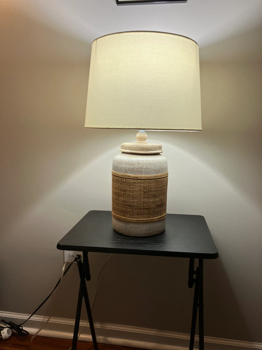 Decorative Table Lamp with Woven Accent