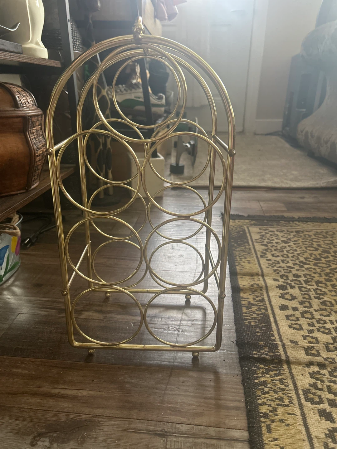 Gold Tone Metal Wine Rack ⚽